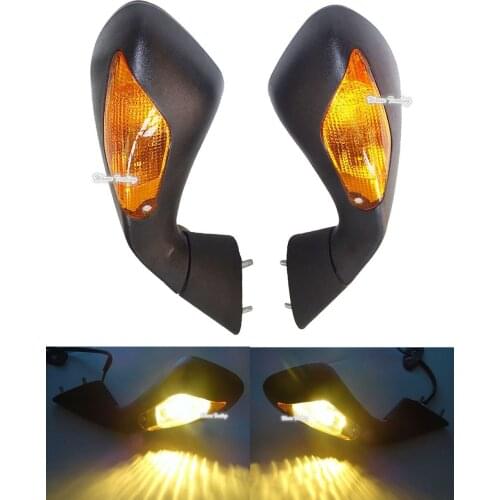 Motorcycle Rear View Mirrors w/ Turn Signals Blinker Indicator Led Light Amber Lens For 2012 2013 2014 2015 MV Agusta F3 675 800