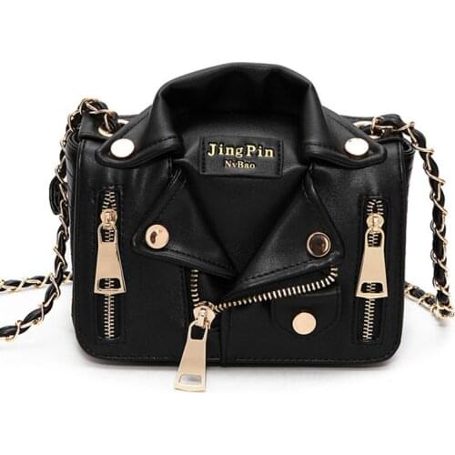 BENVICHED Designer Messenger Bag Cool Jacket Shaped Punk Motobike Silver Women Shoulder Bag Mini Crossbody Bag