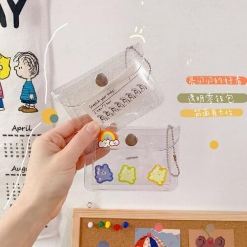 PVC Transparent Card Holder Women Wallet Clear Short Purse Mini Money Wallet Coin Purse Bolsas Female hasp Wallets