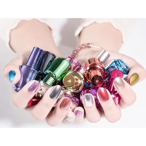 10ml Silver Metallic Nail Gel Polish Natural Dry Mirror Effect Rose Gold Semi Permanent Nail Art Design Varnishes