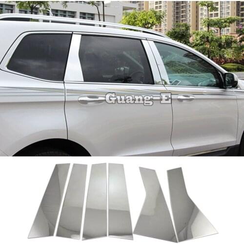 For Ford EDGE 2015 2016 2017 2018 car styling body stainless steel glass window garnish pillar middle strip trim frame lamp 6pcs