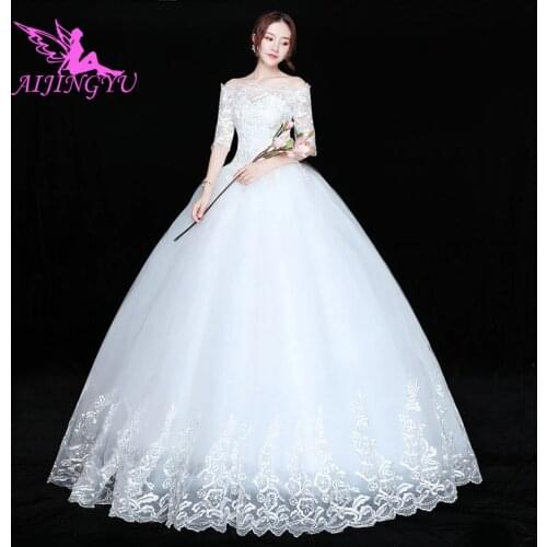 AIJINGYU 2021 2020 bridal new hot selling cheap ball gown lace up back formal bride dresses wedding dress FU116
