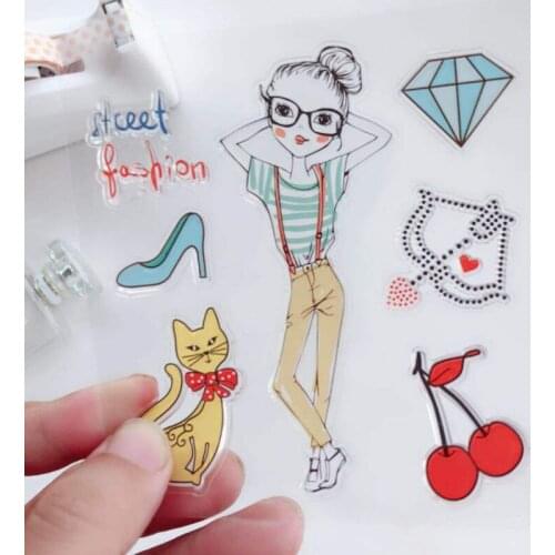 Diamond Girl Color Clear Stamps Scrapbooking Rubber Stamp Handmade DIY Decoration Craft Supplies Stamps for Card Making New 2021