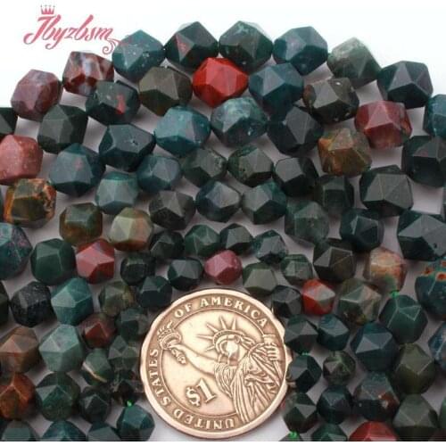 Faceted Bloodstone Heliotrope Beads Natural Stone Spacer Loose Beads for DIY Accessories Necklace Bracelets Jewelry Making 15"