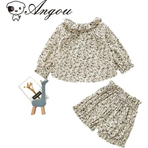 Angou 0-3Y Toddler Kids Baby Boys Girls Clothes Spring Autumn Infant Floral Pullover Sweatshirts Tops+Shorts Pants Cute Outfit