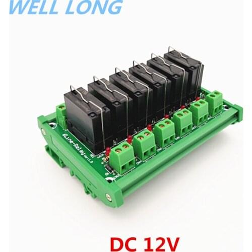 DIN Rail Mount 6 DPDT 5A Power Relay Interface Module, JW2SN-DC12V Relay