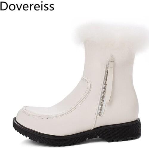 Dovereiss Winter Fashion Platform concise Female boots white Matin boots Round toered Zipper sexy Elegant new big size 47 48