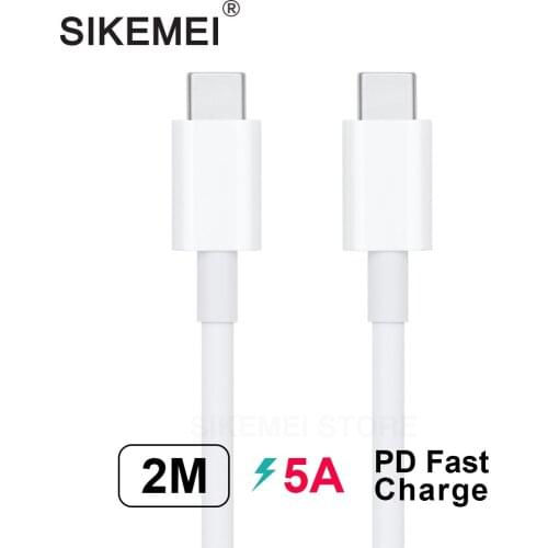 USB Type C to USB C 2M PD Fast Charge Charger Cable Cord 5A Power Charging for MacBook Air Pro 87W 61W 30W 29W for Surface Book