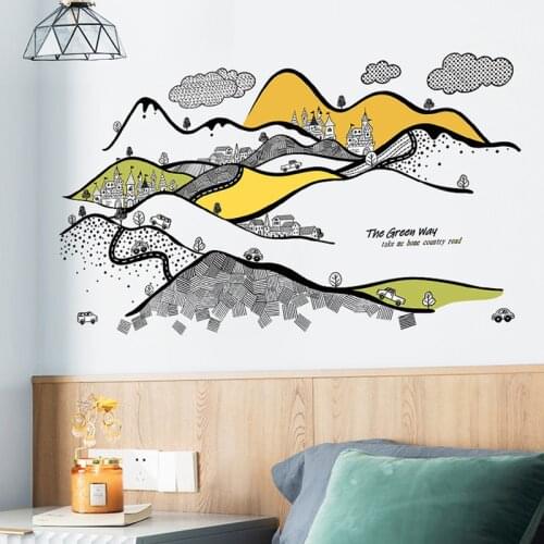Creative mountain pattern wall sticker living room sofa TV background wall decor stickers self-adhesive home decor room decorati