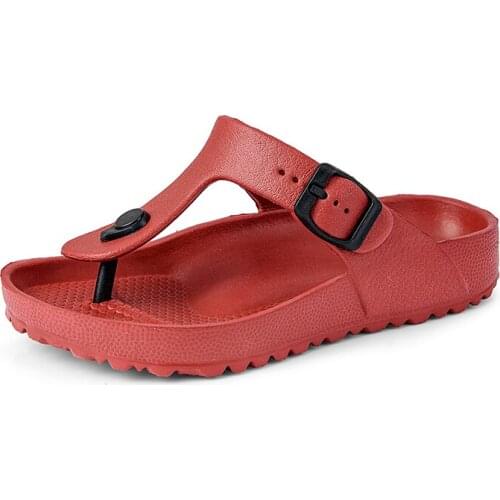 Summer Childrens Slippers Kid Boys Girls Cute Beach Sandals Slides Schoolboy Flip Flops Schoolgirl Light Soft Wedge Shoes Red