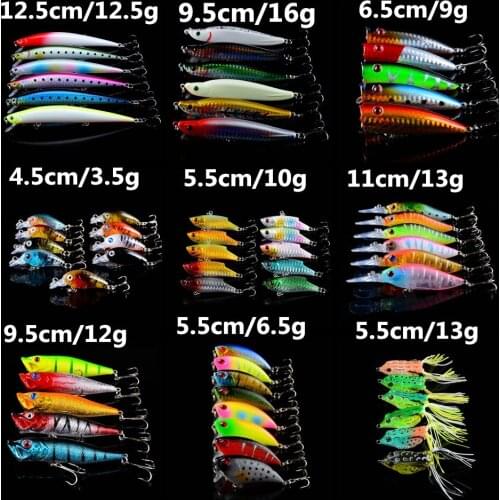 LINGYUE New Arrival 61pcs/lot Fishing Lures Set Mixed 9 Models Hard Baits Quality Proessional Bass Crankbait Wobblers Fish bait
