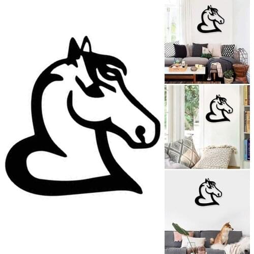 Metal Heart Shape Horse Wall Art Ornament Modern Simple Animals Hanging Artwork for Home Garden Decoration ALI88