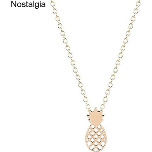 Nostalgia Pineapple Necklace Women Summer Fruit Pendant Jewelry Rose Gold Bijoux Femme