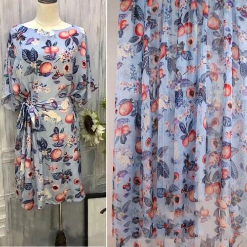 New Summer Floral Mulberry Silk Silk Chiffon Printed Garment Fabric Perspective DIY Dress Shirt Fabric