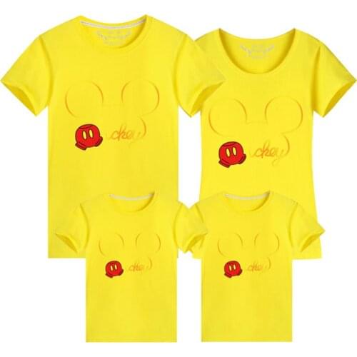 Disney Family Matching Tshirt Mommy And Me Tee Tops Mickey Harajuku Cartoon Short Sleeve Kid Girls Boys Clothes Dropship Tees