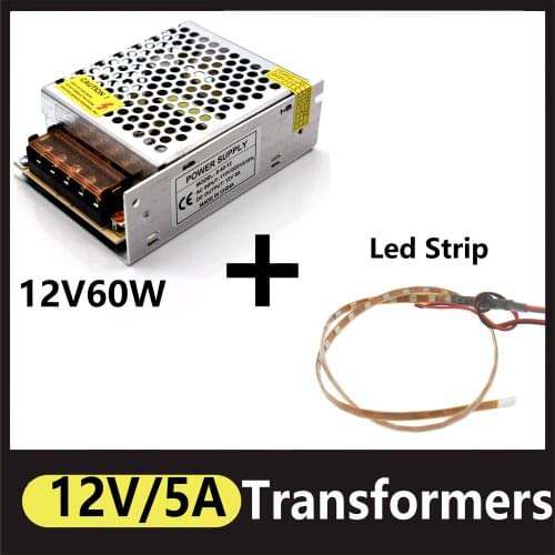 Lighting Transformer power switching AC 220V to DC 12V 60W power suply 40cm Led Strip Switch LED Driver Adapter Kit
