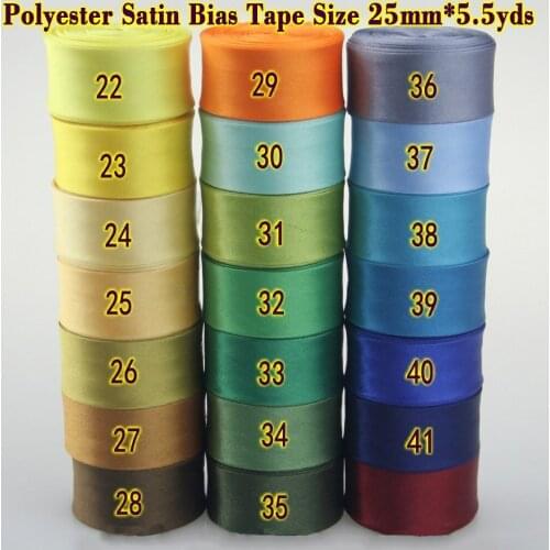 Polyester Satin Bias binding Tape,Bias Binding Size:25mm,1" *5.5yds,Fold Tape For DIY Sewing Garment Accessories