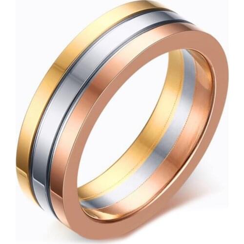 Simple Three-Color Colorful Ring Fashion stainless steel jewelry rings