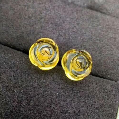 Shilovem 18K ROSE Gold citrine stud earrings fine Jewelry rose flower Customizable Ethnic gift new plant xhfe101001j