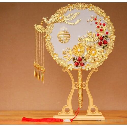Wedding bridal group fan wedding gift handmade Chinese hand bouquets ancient style happy fan finished big decorative fan