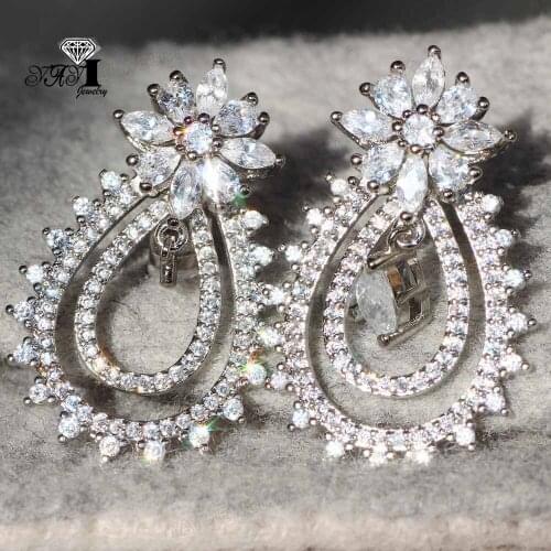 YaYI Jewelry Fashion Princess Cut White Natural Cubic Zirconia Silver Color Wedding Party Lover Wear Ear Stud Precious Earrings