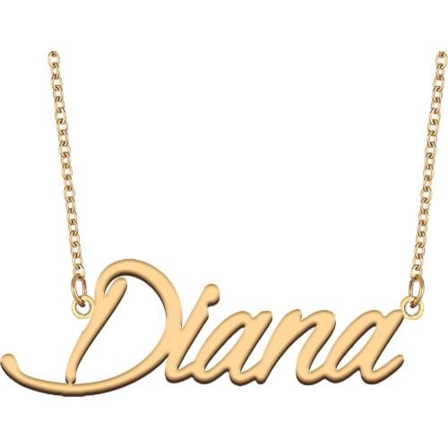Diana Name Necklace for Women Stainless Steel Jewelry 18k Gold Plated Nameplate Pendant Femme Mother Girlfriend Gift