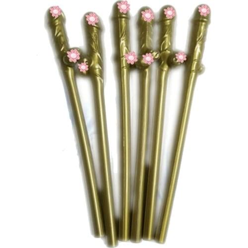 10Pcs Gold Penis Straw Bachelorette Party Decoration Disposable Tableware Adult Theme Party Plastic Drinking Willy Straw Decor