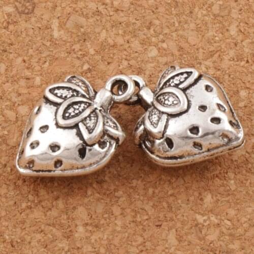 3D Strawberry Fruit Charm Beads 14.5x20mm 12pcs Zinc Alloy Pendants Fashion Jewelry DIY L937