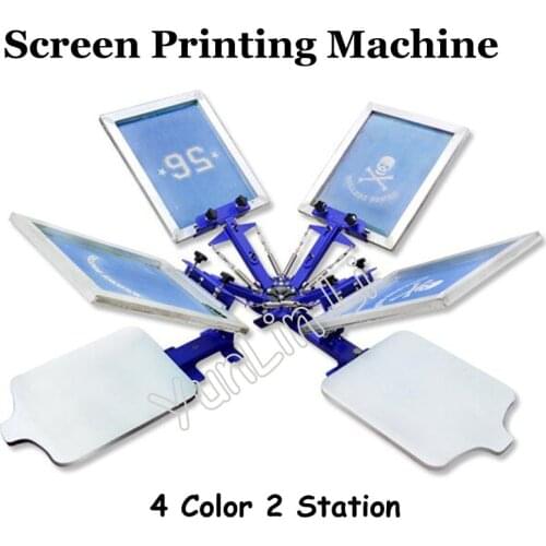 4 Color 2 Station T-shirt Screen Printing Machine T-shirt Printer Press Equipment 55*45cm DIY T-Shirt TJ