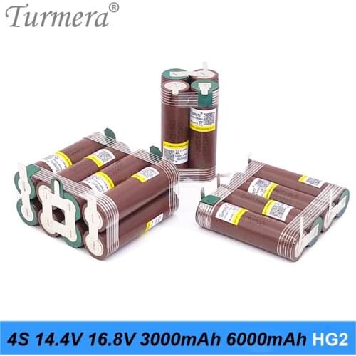 4S Lithium Battery 14.4V 16.8V 18650 HG2 3000mAh 6000mAh 30A Soldering Strip for Screwdriver Battery Shurika Customize Turmera