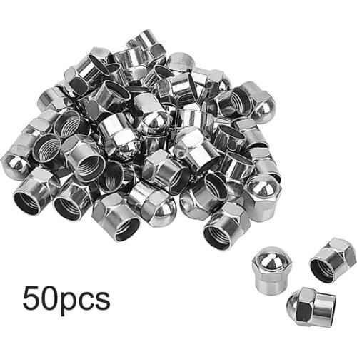 50Pcs Car Wheel Tire Valve Stem Cap Motorcycle Round Head Tyre Air Pressure Cap Airtight Cover Chrome Plated Tire Accessories