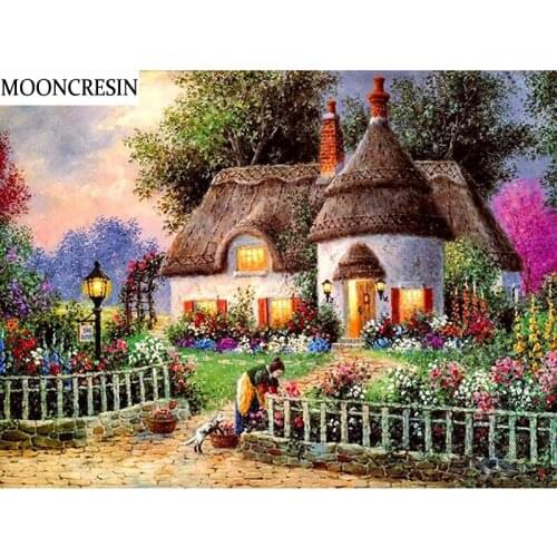 5D Diy Diamond Painting Villa House Needlework Diamond Embroidery Cross Stitch Mosaic Pictures of Rhinestones Garden Decoration