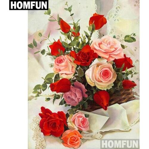 HOMFUN Full Square/Round Drill 5D DIY Diamond Painting "Rose flower" Embroidery Cross Stitch 5D Home Decor Gift A06846