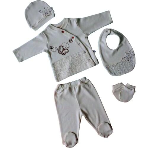 Authentic Baby Girl Gray Butterfly Hospital Out Set