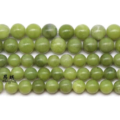 Green Natural Canadian Jades Beads Round Loose Gem stone Beads For Jewelry Making DIY Charm Bracelet Necklace 16'' strand 6-12mm