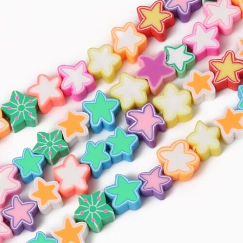 100 50 pcs Cute Star Beads Polymer Clay Beads Mixed Polymer Clay Bulk Spacer Beads for Kids Jewelry Making DIY Bracelet Necklace