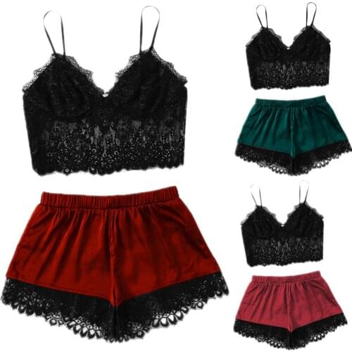 Camisoles Lace Satin Pajamas For Women Sexy Pyjamas Nightwear Plus Size Female Sleepwear Lingerie Sleeveless Underwear