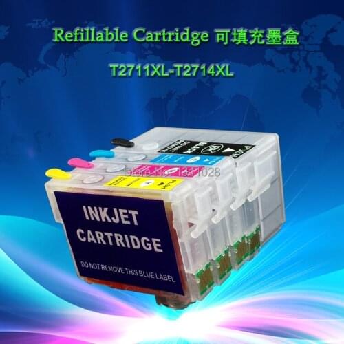 Full ink BK 50 ml T2711-T2714 Chipped Refillable ink cartridge for WF-3620DTWF WF-3640DTWF WF-7110DTW WF-7610DWF WF-7620DTWF