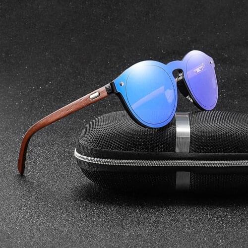 Wooden Sunglasses Women Vintage Round Sun Glasses Men Mirror Bamboo Goggles Gafas De Sol To Men and Women UV400 Fashion UV400