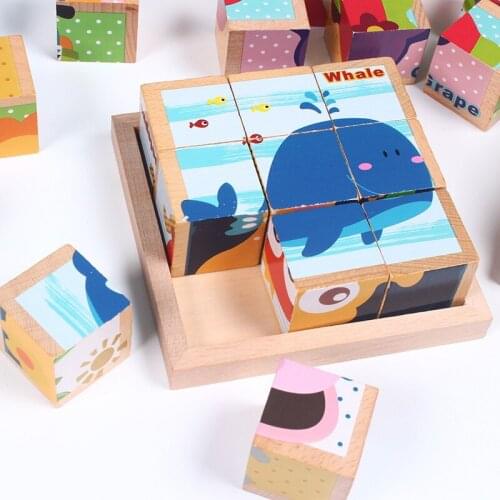 Children 3D Puzzle Three-dimensional Marine Animal Traffic Building Block Early Education Toy