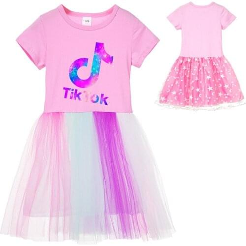 TIK TOK Girls Elegant Dress Kids Princess Dress Children Wedding Party Layered Vestidos Girls Tutu Dresses for Girl Clothes