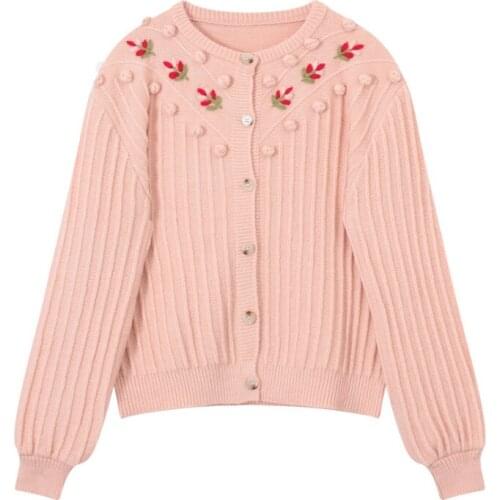 Cardigan womens vintage floral embroidery Knitted sweater New Japanese Mori Girl Outerwear 2020 winter sweet style Elegant top