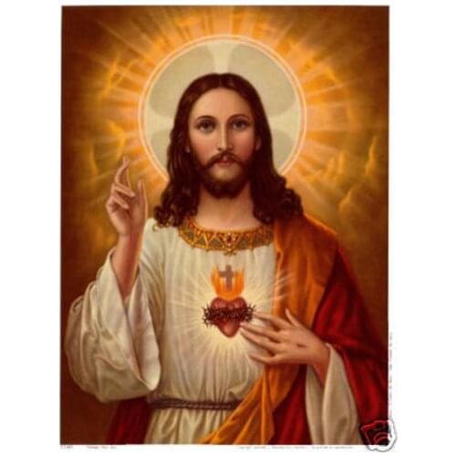 Handicrafts Art Religion oil painting:"Sacred Heart of Jesus" 24x36"