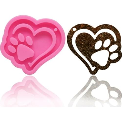 Crystal Epoxy Resin Mold Love Heart Bear Paw Keychain Casting Silicone Mould DIY Crafts Jewelry Pendant Making Tools Drop Ship