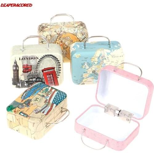Fashion Metal Mini Suitcase For Dolls Miniature Toys Trunk Dollhouse Decoration Lovely Small Clutch Jewellery Box Doll Handbag