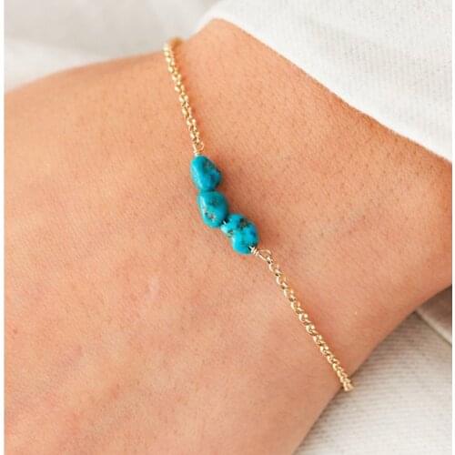 Fashion Women Bracelet Jewelry 3 Turquoises Hand Chain Gold Silver Color Hand Accessories for Women
