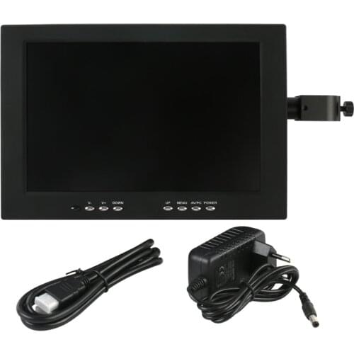 VGA HDMI BNC 10.1 Inch HD LCD IPS Displayer Monitor Industrial Monitor + 25mm Metal Stand Holder For Stereo Microscope Video