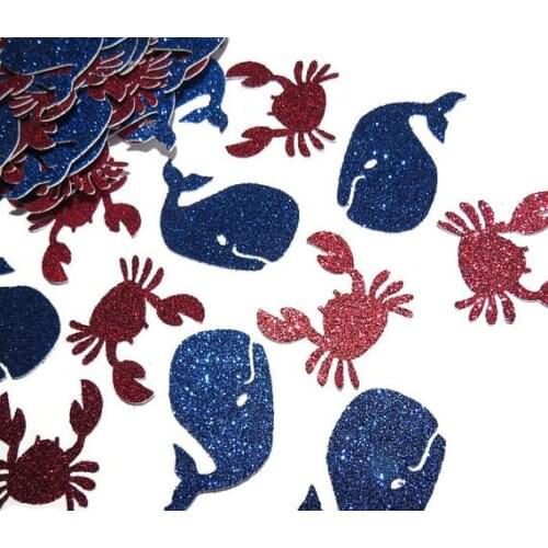 Whales Crabs Nautical Glitter Confettis Table Scatter ocean beach wedding baby bridal shower bachelorette party favors