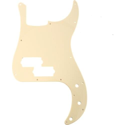 Musiclily 13 Hole P Bass Pickguard for Fender American/ Mexican Standard Precision Bass, 1Ply Cream