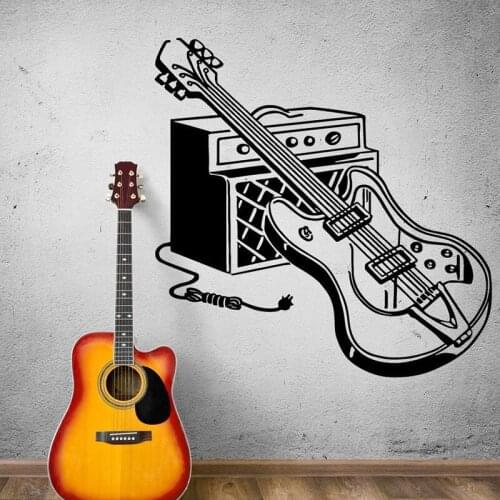 Electric Guitar Instrument Wall Decal Rock Pop Musical Tools Vinyl Wall Sticker Bar Music Studio Decoration Mural Art AZ1011